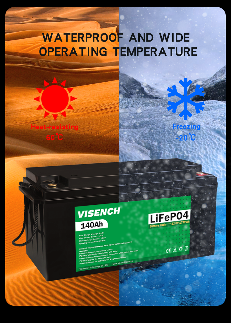 Visench Energy Storage 12V 140Ah RV Lithium Iron Phosphate Battery 12V Lifepo4 Battery