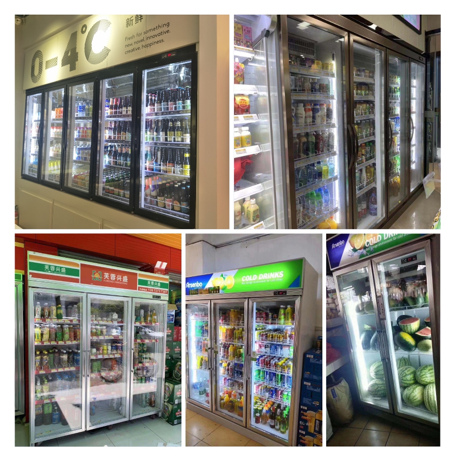 Practical White Double Door Beverage Cooler , 1200L Commercial Bottle Cooler Upright