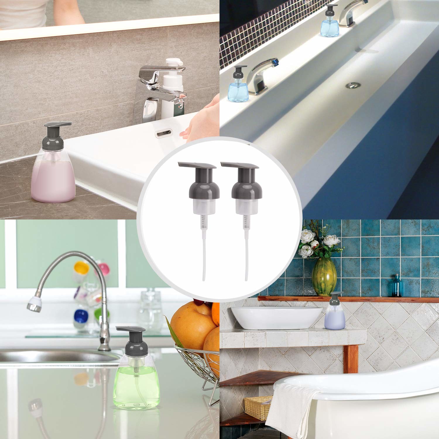 Sturdy And Durable Plastic Foaming Soap Dispenser With Stainless Steel Spring
