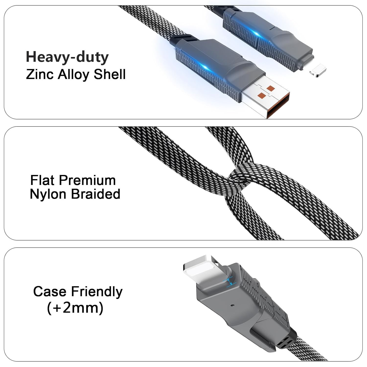 60W USB Fast Charging Cable Braided Dual Type C Cord 4 In 1 Multi Charging Cable