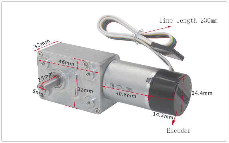 Hall Sensor Encoder Brushed Worm Screw Motor DC 12V 150rpm JGY 370GB