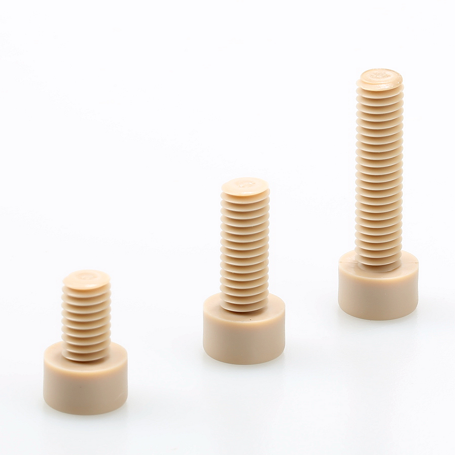 Plain Finish PEEK Plastic Machining Flat Round Head Peek Screw ISO Standard
