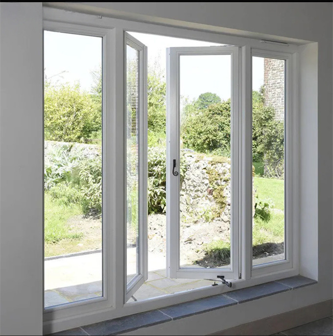 Custom Size Thermal Break Aluminum Casement Glass Windows For Hanging Curtain Solution
