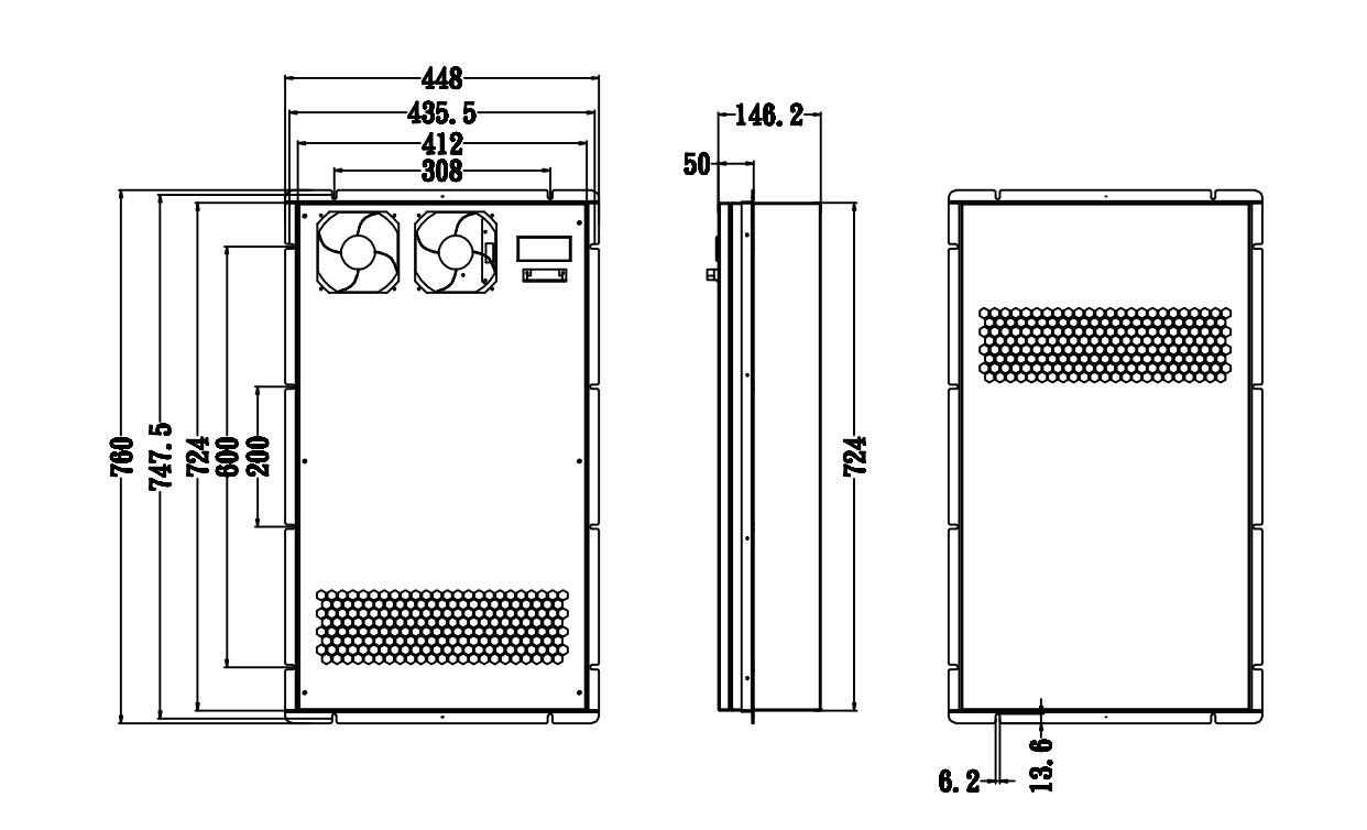 DC 48V Double Fans Electrical Cabinet Heat Exchanger