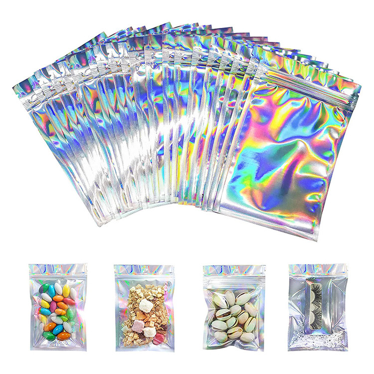 4x6 Inch Flat Resealable Holographic Ziplock Bags Mylar Pouch for Candy, Weed, Flower, Tea, Food, Accessories Packaging