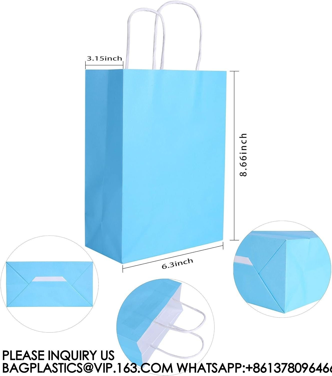 Recyclable, Sustainable, Paper Bag, Kraft Bag Kraft Paper Party Favor Gift Bags With Handle Assorted Colors Rainbow