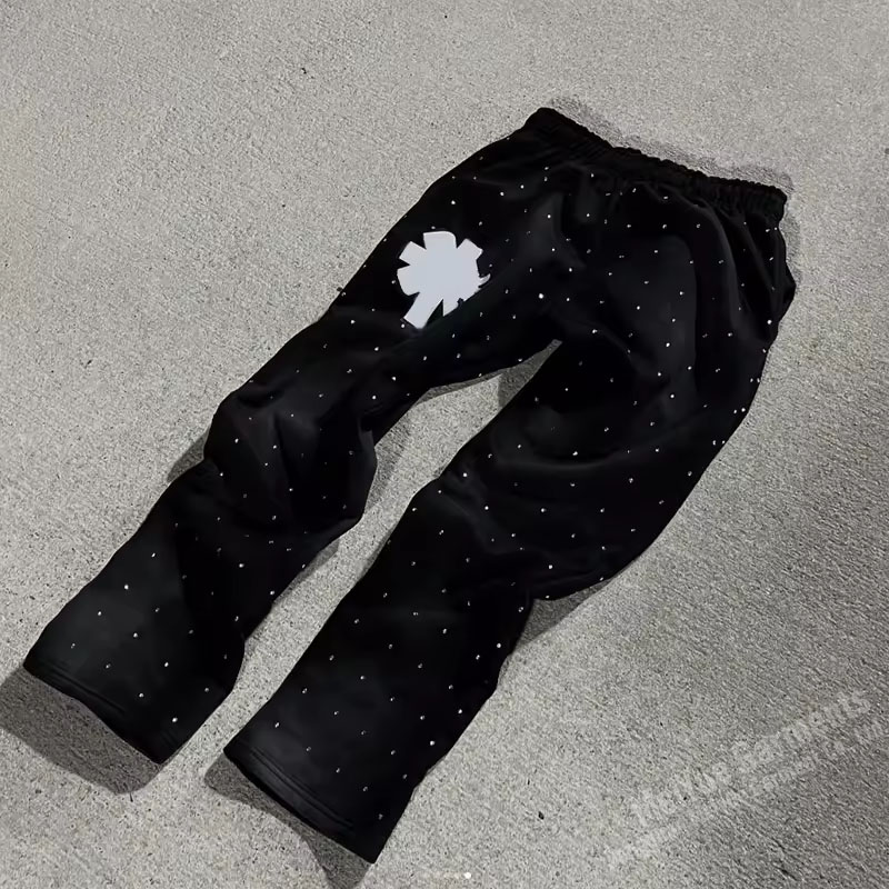 Custom Rhinestone Zip up Hoodie Logo OEM Clothing Men Joggers Sweatsuit 2 Piece Set Sweatpants and Hoodie Set Tracksuit for Men