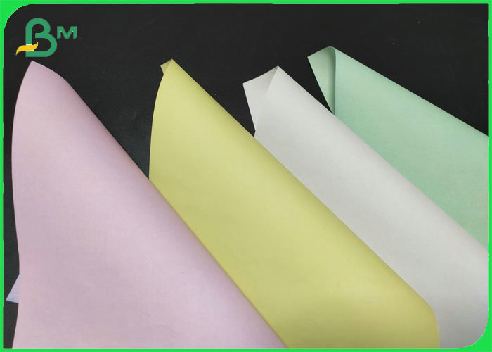 Wood Pulp Yellow Blue 48gsm 52gsm Blank Carbonless Paper Rolls For Receipt Printing