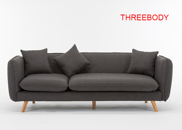 3 Seat Contemporary Bedroom Furniture Recliner Dark Grey Fabric Sofa