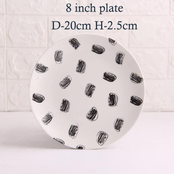 Nordic Handmade Vintage Ceramic Plate Set Black Speckled Pattern Sustainable