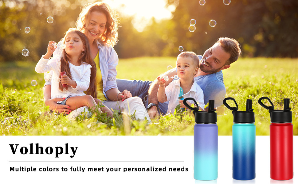 Volhoply 18oz Stainless Steel Insulated Water Bottle Wide Mouth