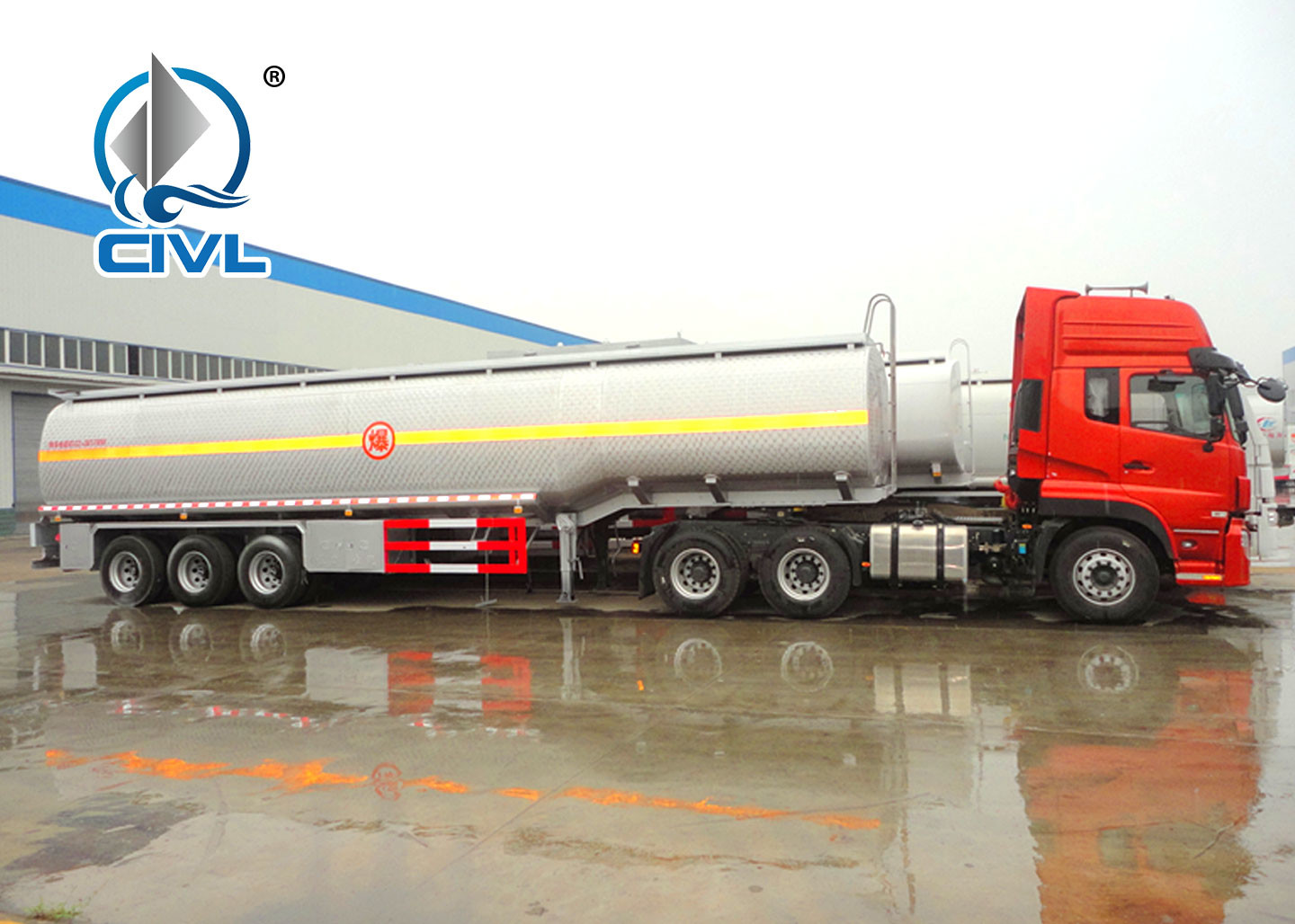 50m3 Oil Tanker Semi Trailer / Diesel Three Axle Fuel Tanker Semi Trailer