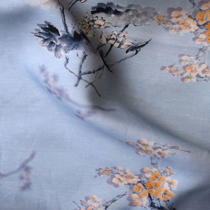 Floral Pattern Soft Tulle Fabric Tencel Printed Pure Cotton Printed Sleepwear