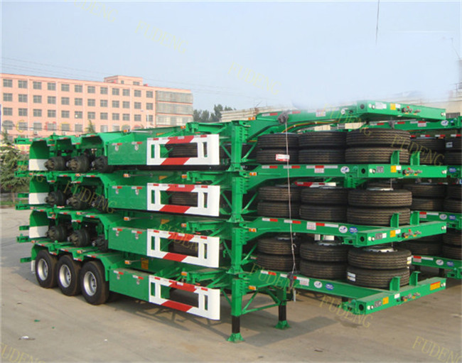 40 Ton Payload Tri Axle Skeleton Trailer For 20 Ft / 40ft Containers Transport