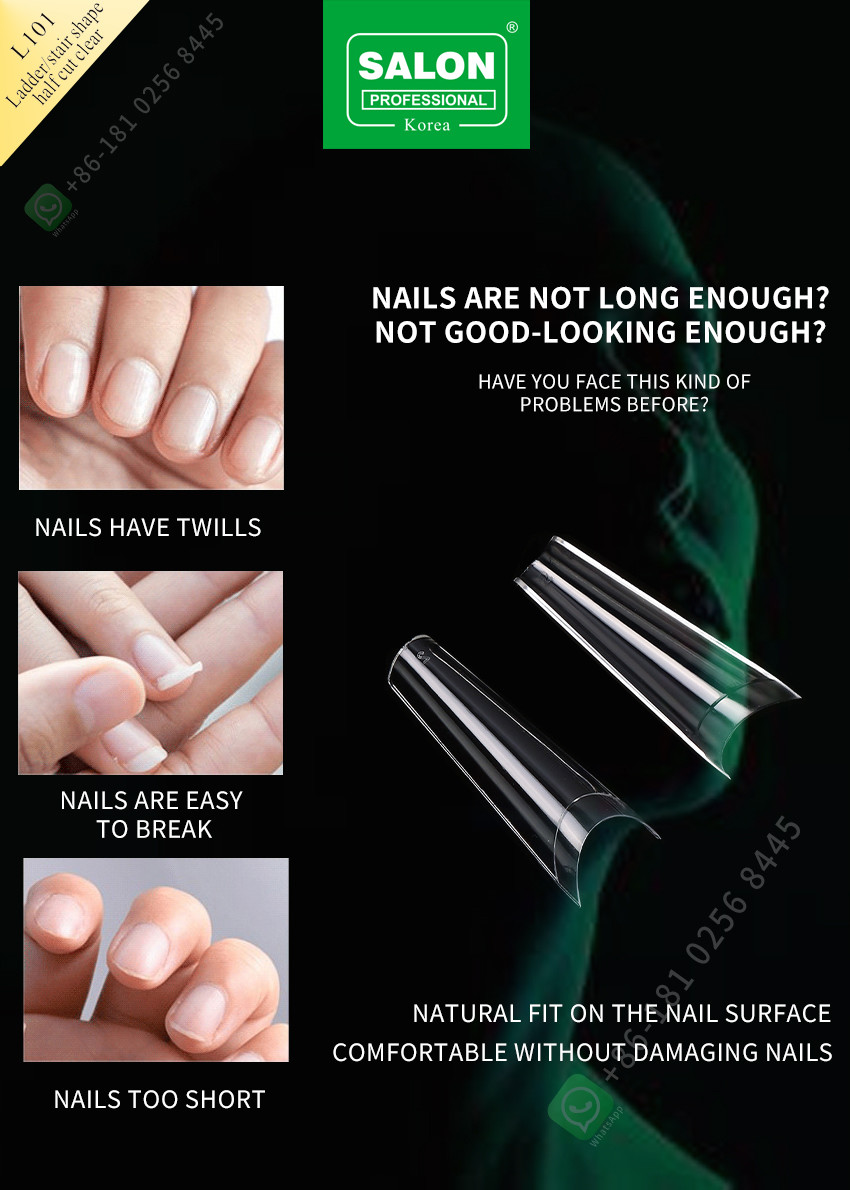 Square Full Covered Ultra-Thin ABS False Nail For Salon Nail Extensions Easy DIY Nail Art At Home