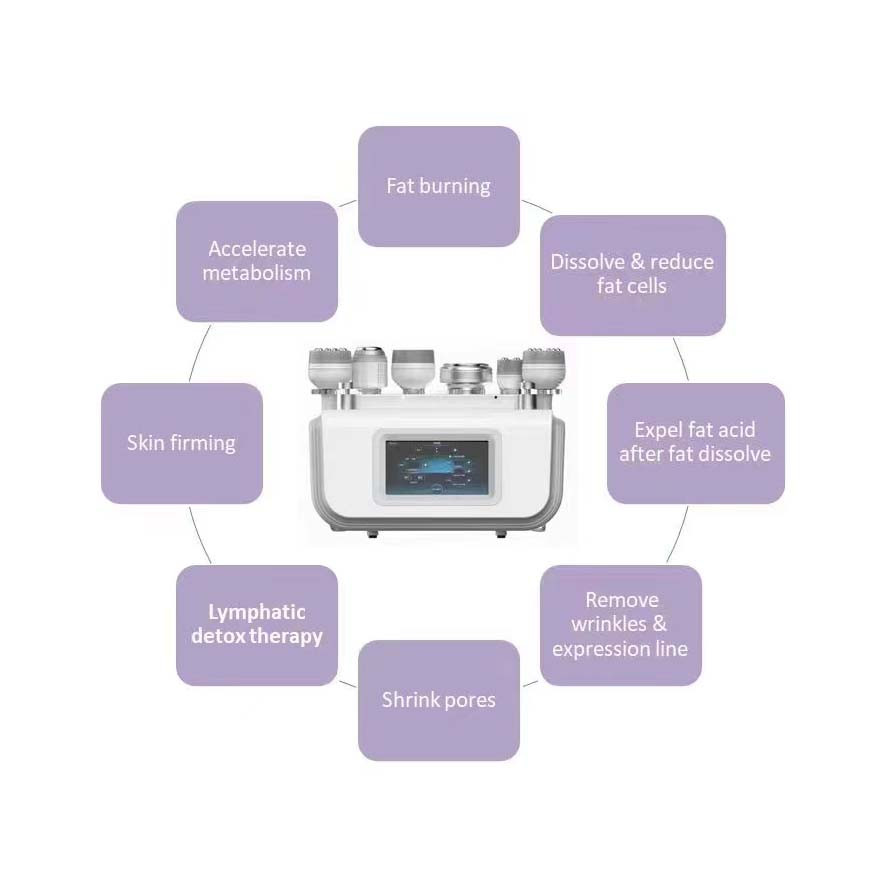 Portable RF Vacuum Cavitation Machine 6 Handles Body Slimming Lipo Laser 80K