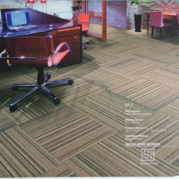 Modern dark colored tufted loop stripe PP carpet tile