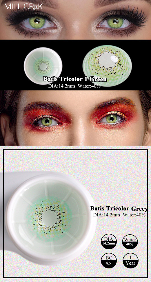 KSSEYE Most Natural Colored Icy Green Tinted Contact Lenses Yearly 14.2mm