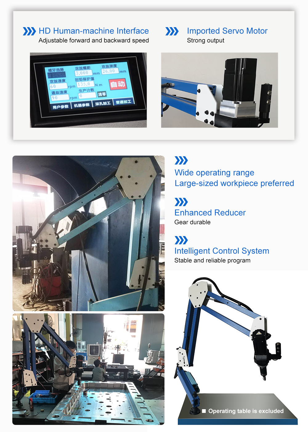 1900mm Long Arm Electric Tapping Machine,M6-M24,Touch Screen,360° Angle Tapper