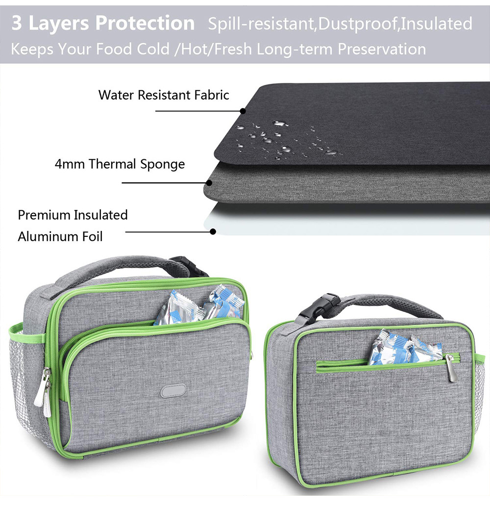 Reusable Durable Soft Leakproof Thermal Lunch Bag for School Work Office