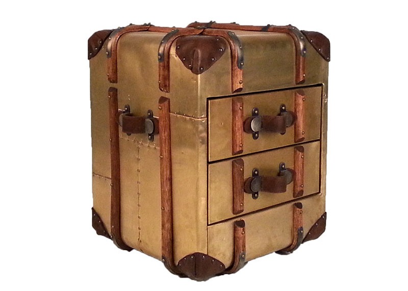 Two Layers 61cm Square Retro Storage Trunk With Rattan and Hardwood Frame