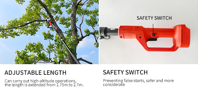 8 Inch Long Pole Chainsaw High Reach Cordless Battery Pruning Saw