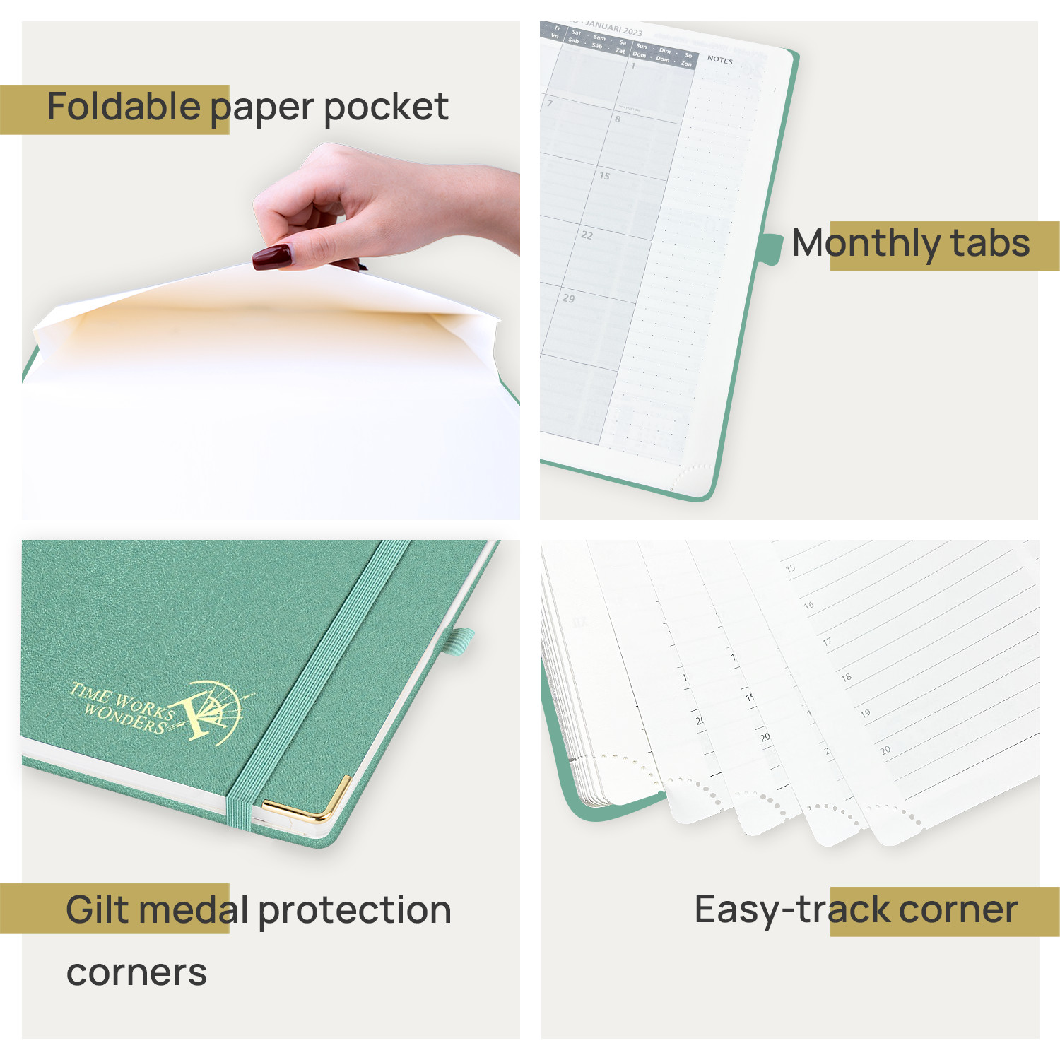 Hardback Weekly Academic Planner 16 Month 2023 2023 In Green Cover