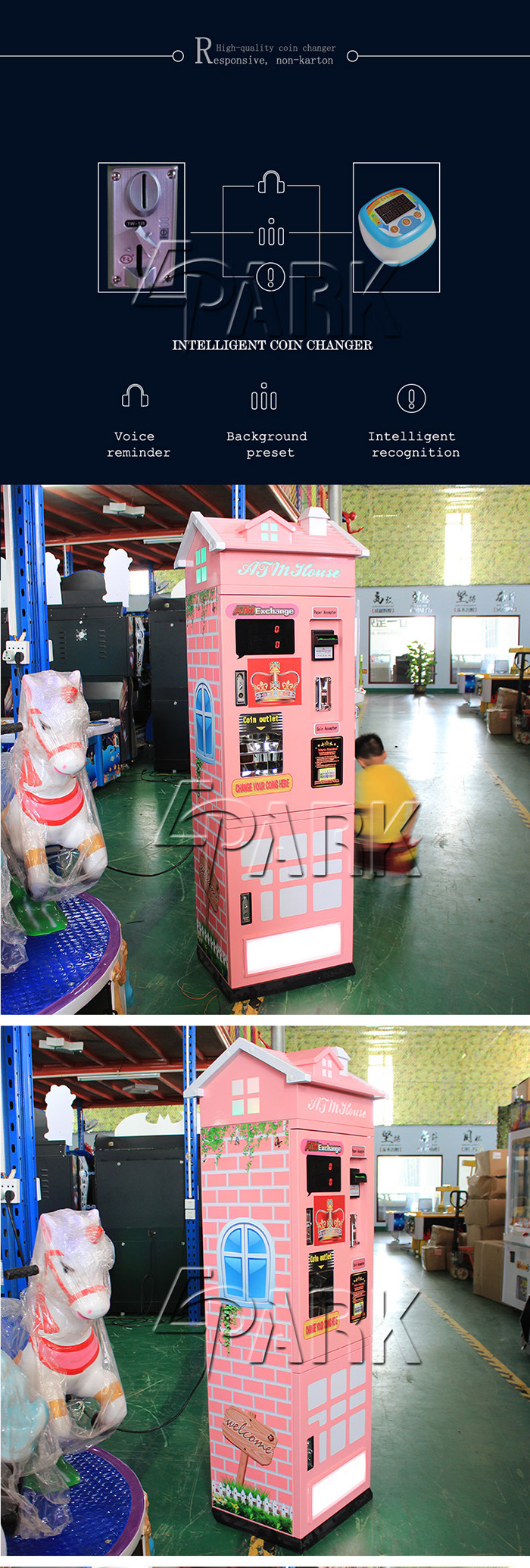 Indoor Shop Manager System Amusement Game Equipment / Automatic Coin Exchange Machine
