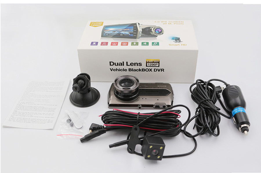 1080P 4Inch Front And Rear Dual Lens Vehicle Dash Camera For Inside Car