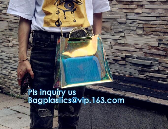customized clear pvc tote bag handbag, Trendy Lady Handbags with Zipper Handle Shoulder Tote Bag, Envelope Clutch Bag Ha