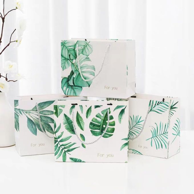 Unique Gift Handle Grey Cotton Art Custom Printed Paper Bags