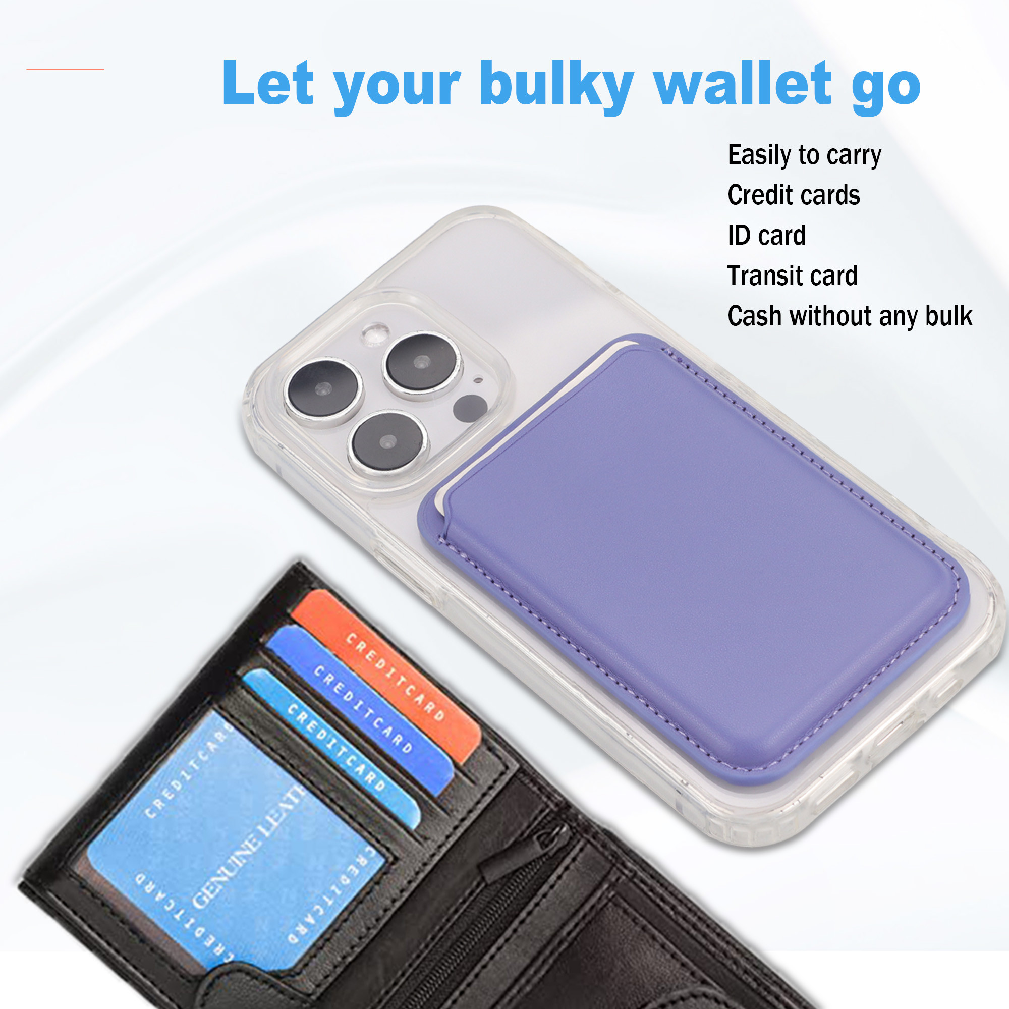 Custom Slim Magsafe Wallet Card Holder For Mobile Phone