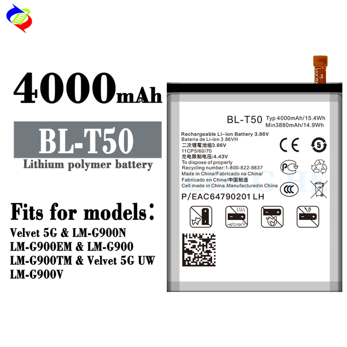 BL-T50 100% original factory outlet mobile phone battery for LG Velvet 5G LM-G900 batteries