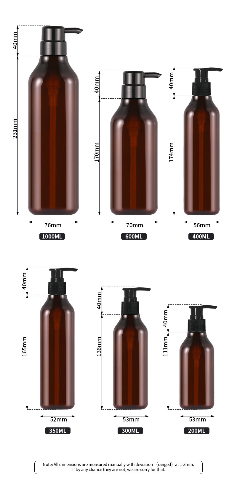 Frosted Amber Body Lotion Bottle With Pump Multiapplication 1000ML