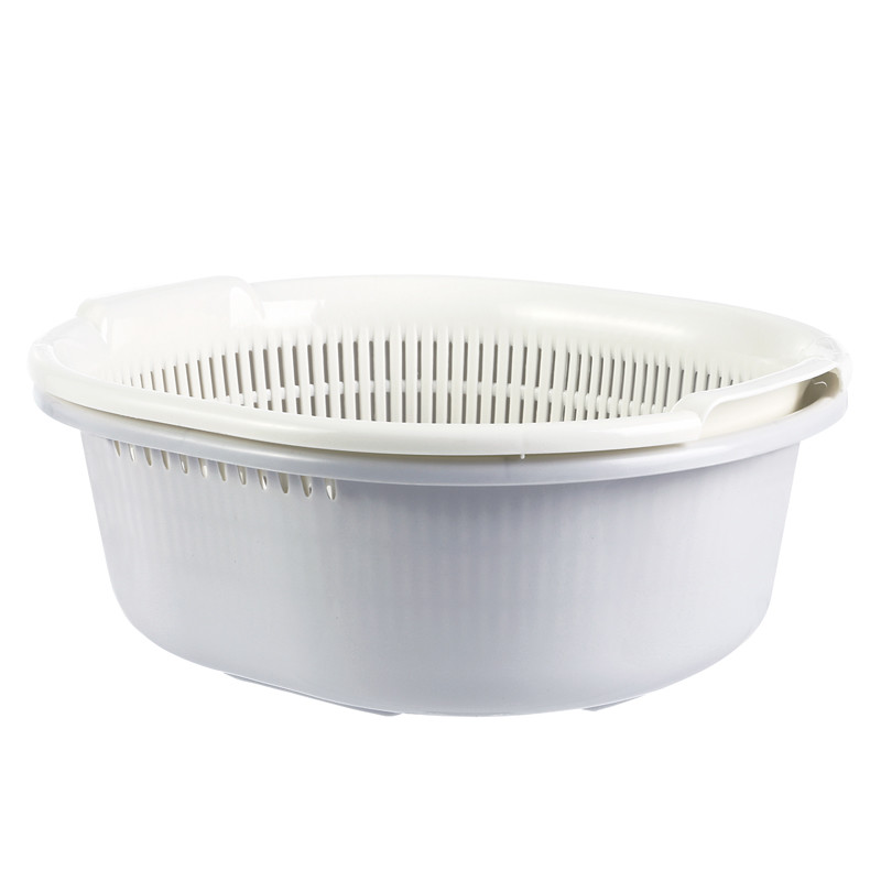Plastic PP Elliptic Vegetables Wash Basket With Bituminous Water