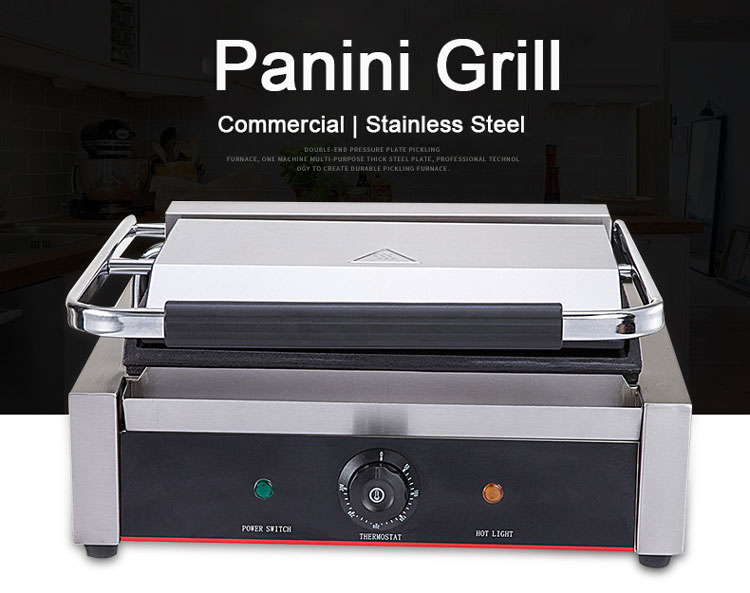 Hotel Kitchen Stainless Steel Grill Door Design Multi-Cooker Double-Sided Contact Grill 220V