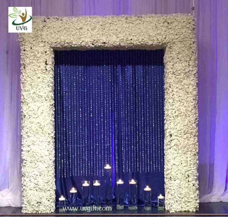 UVG cheap wedding backdrop design plastic grid artificial flower wall and arch for wedding decor CHR1142