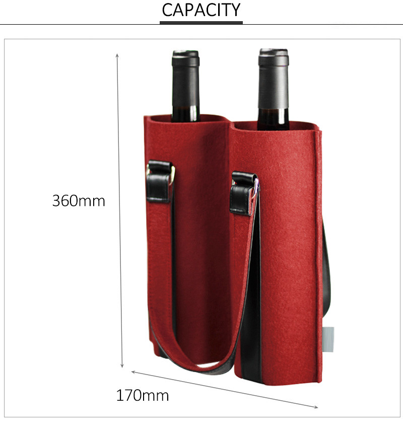 2 Pack Felt 170*360mm Wine Bottle Cooler Sleeve