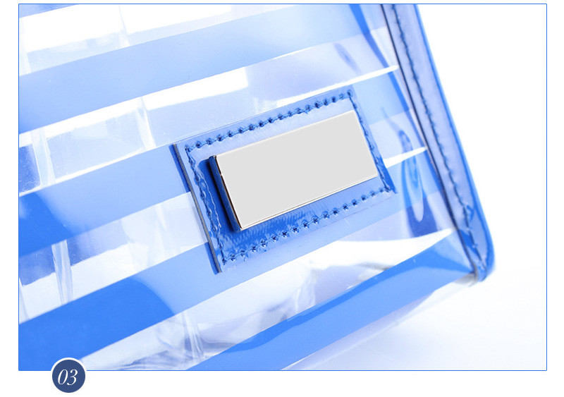 Multi-Functional Transparent Clear Strip Pattern PVC Cosmetic Bag