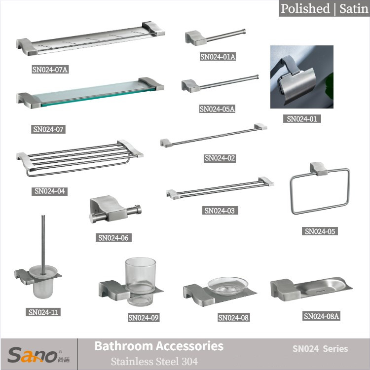 Hotel Modern Bathroom Hardware Sets Luxury Bathroom Fitting Sus 304 Stainless Steel