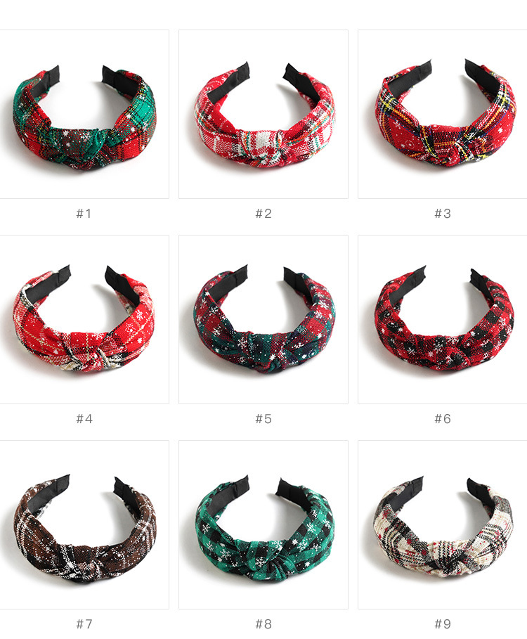 Christmas Xmas Cross Knot Hairband Plaid Holiday Decorations 40cm 15.8in