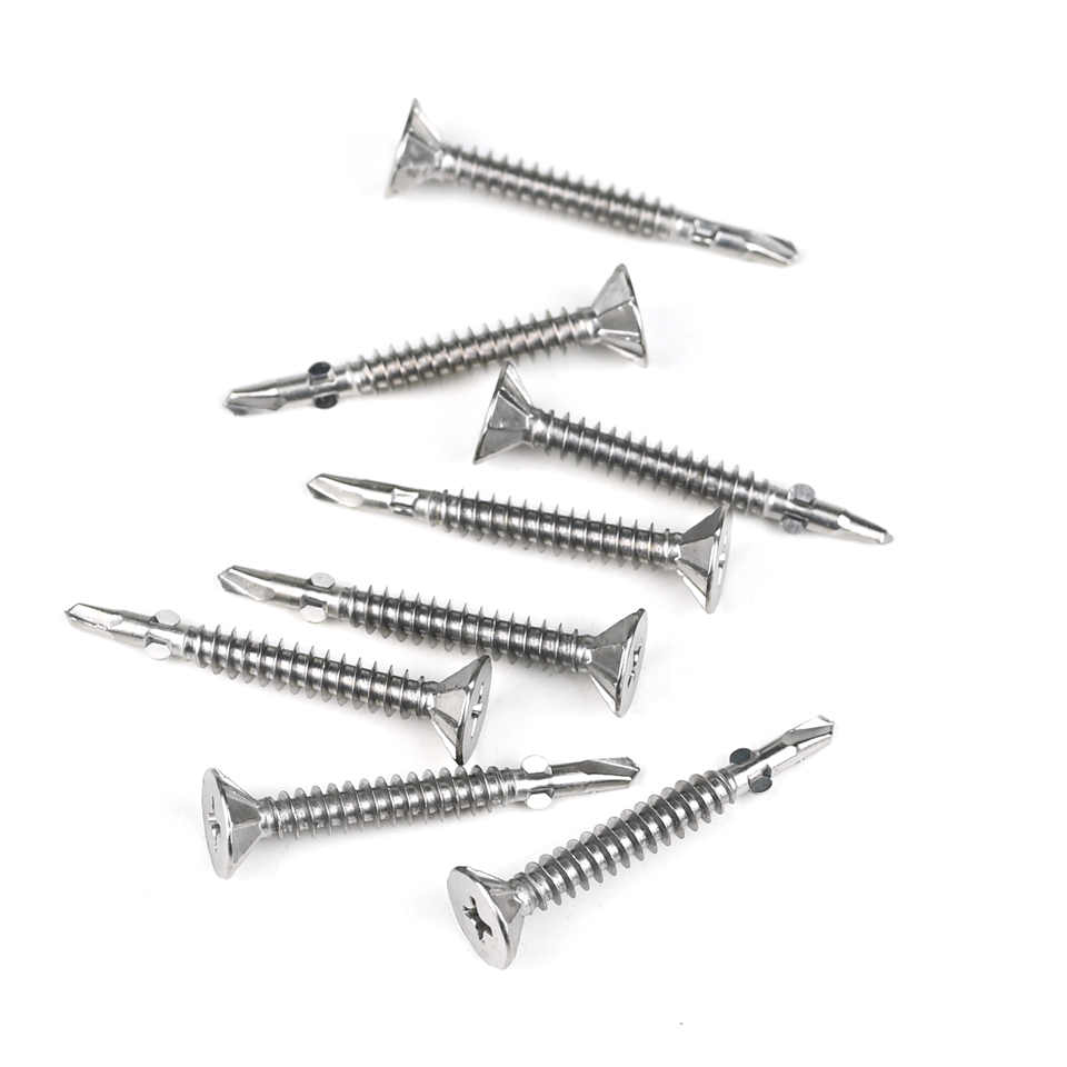 Stainless Steel Flat Head Self Drilling Screw With Wing 4.5x37mm with Ruspert Finish