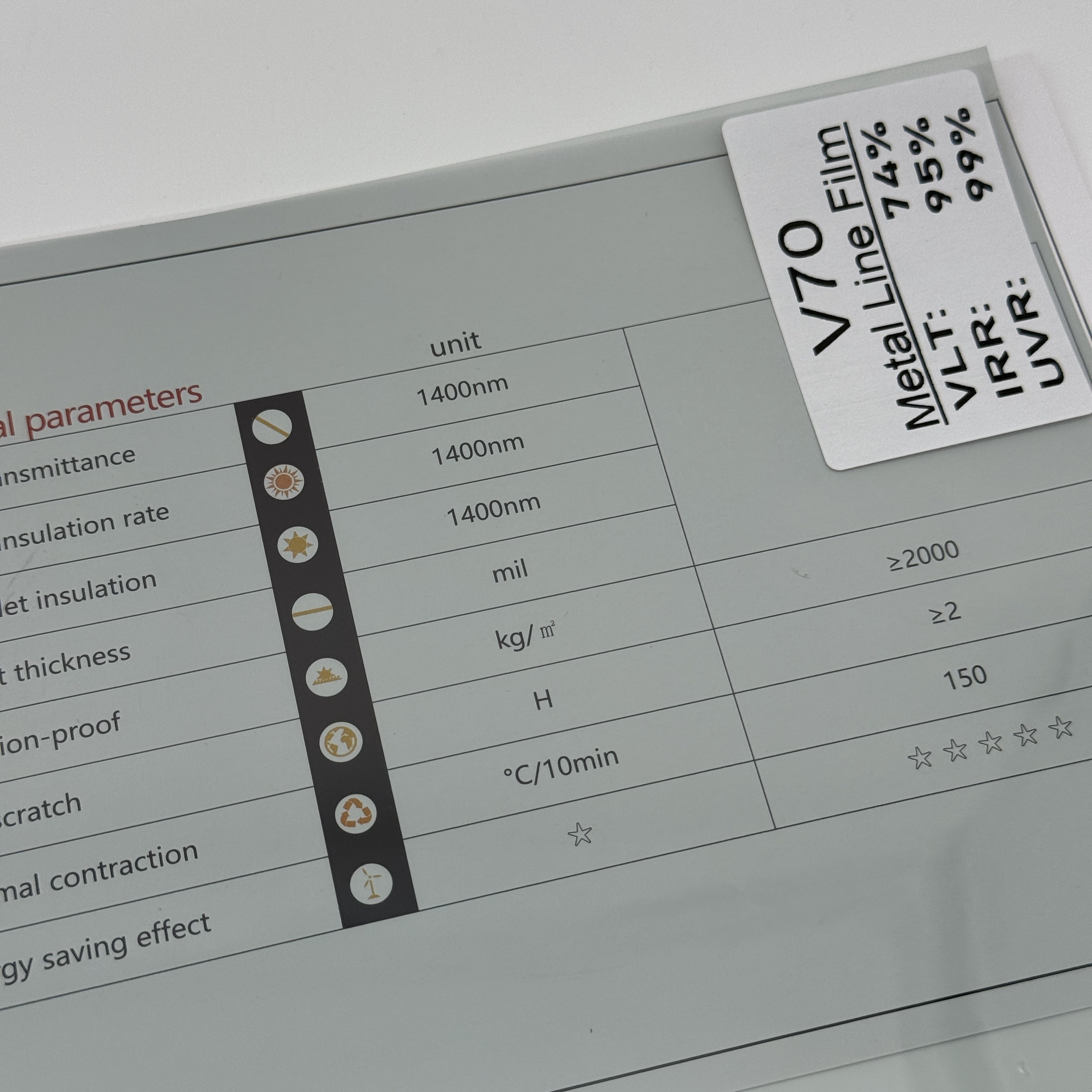 HD Metalized Window Tint Film IRR 99% NASIDO V70 Infrared Proof UV Rejection