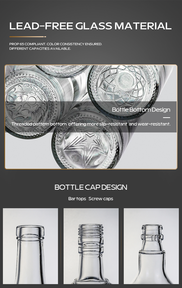 70cl 75cl Custom Design Clear Glass Bottles for Tequila Vodka Whiskey in Shandong