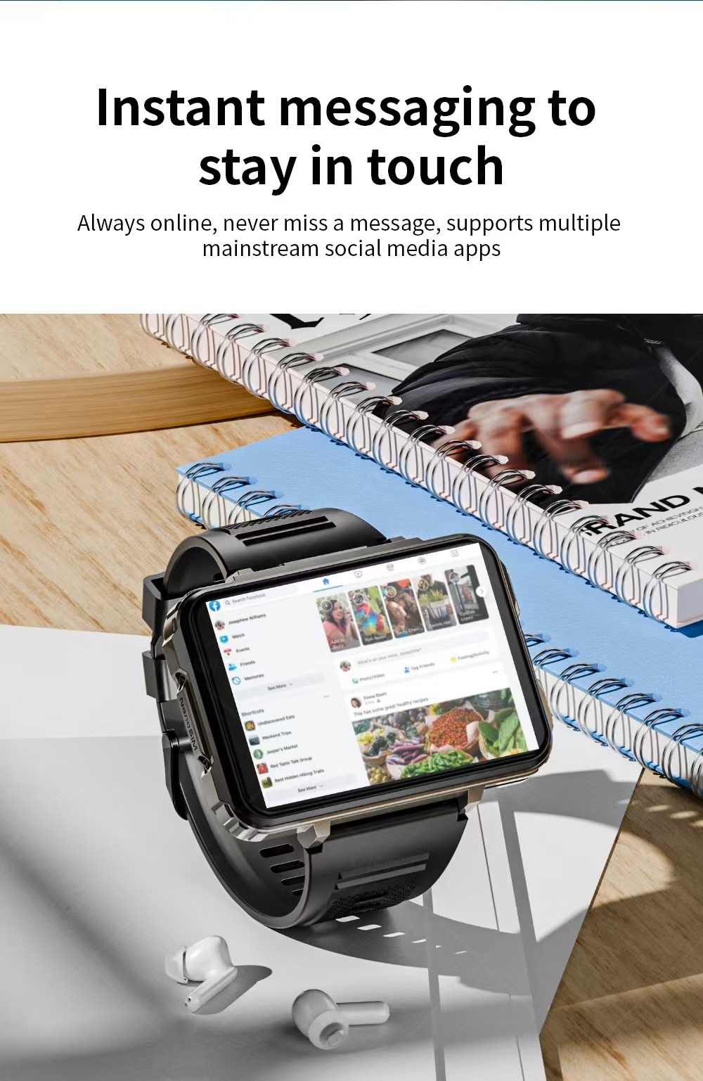 APPLP 5 MAX 4G Sim Card Android Smartwatch 4G Video Call Smart Watch 2.4 Inch