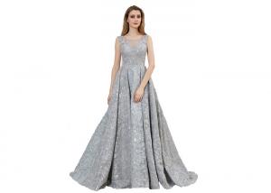 China Zipper Backless Middle Eastern Evening Dresses , Hand Beading Sequin Long Wedding Ball Gown on sale