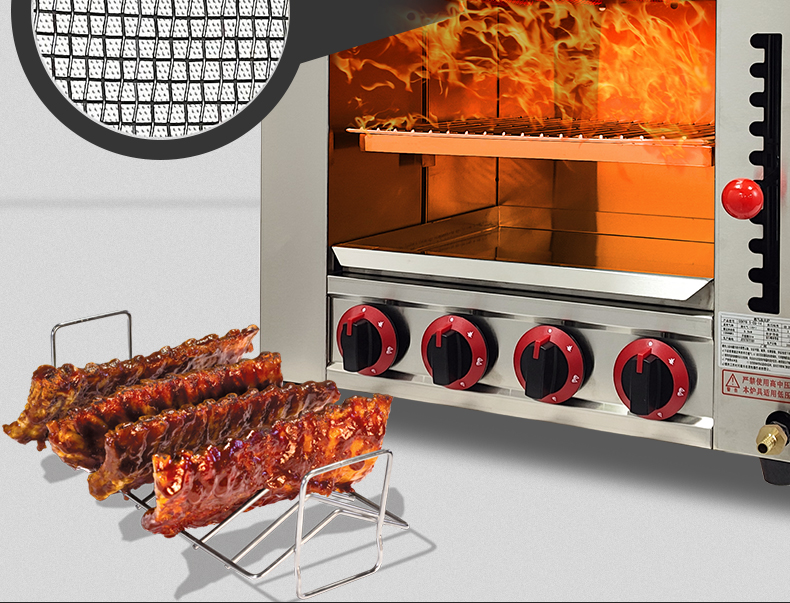 Stainless Steel Counter Top Gas Salamander Machine with 890*320*380mm Internal Size