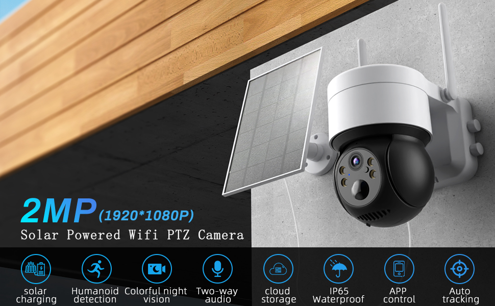 Solar Security Camera Outdoor Wifi Ptz Camera With Solar Panel Wireless IP CCTV 7800mA Rechargeable Battery