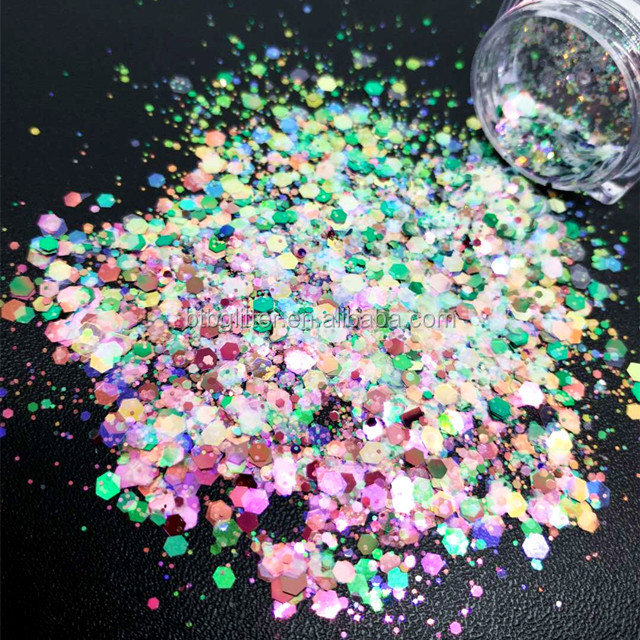 1 color Die cutting printing Chunky Glitter Shape Glitter Colorful Bright Chunky Mix