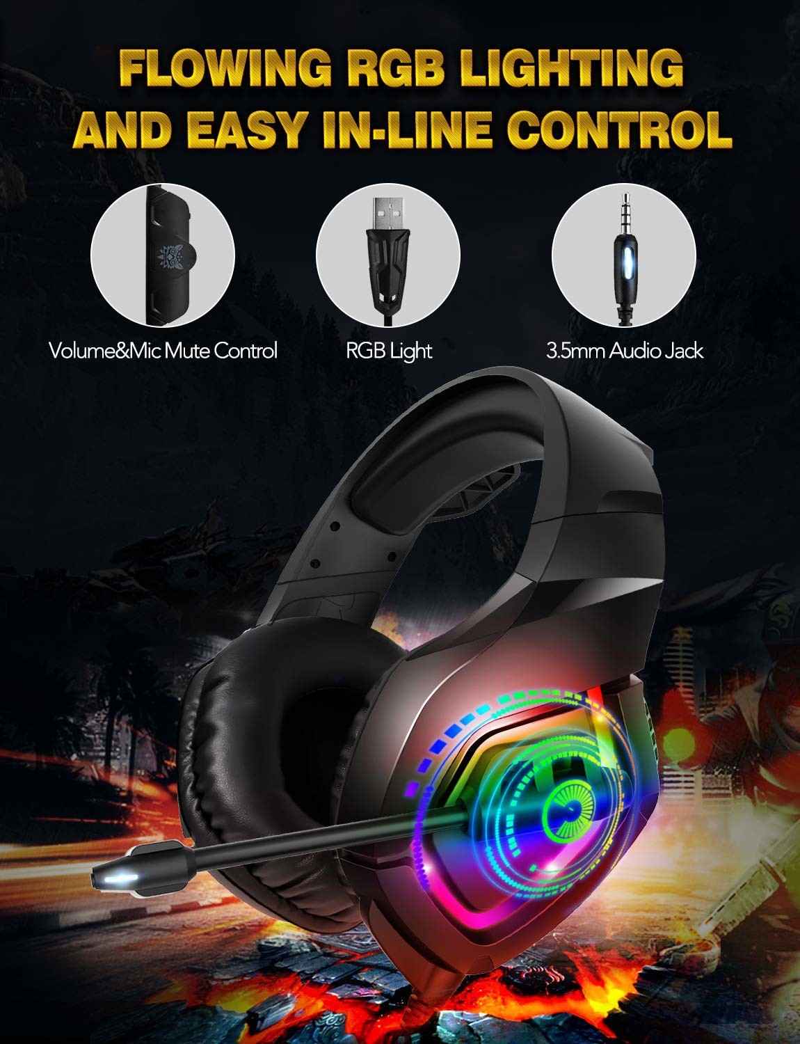 100mA 2.2kohm Onikuma K1B PS4 Noise Cancelling Headset